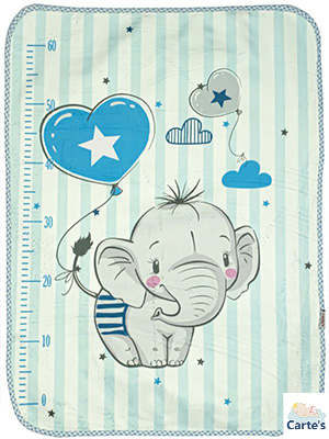 زیرانداز نوزاد عروسکی فیل و قلب آبی پسرانه